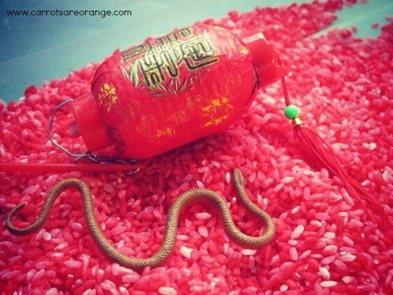 chinese new year sensory bin