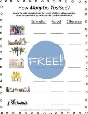 Early Math Estimation printable